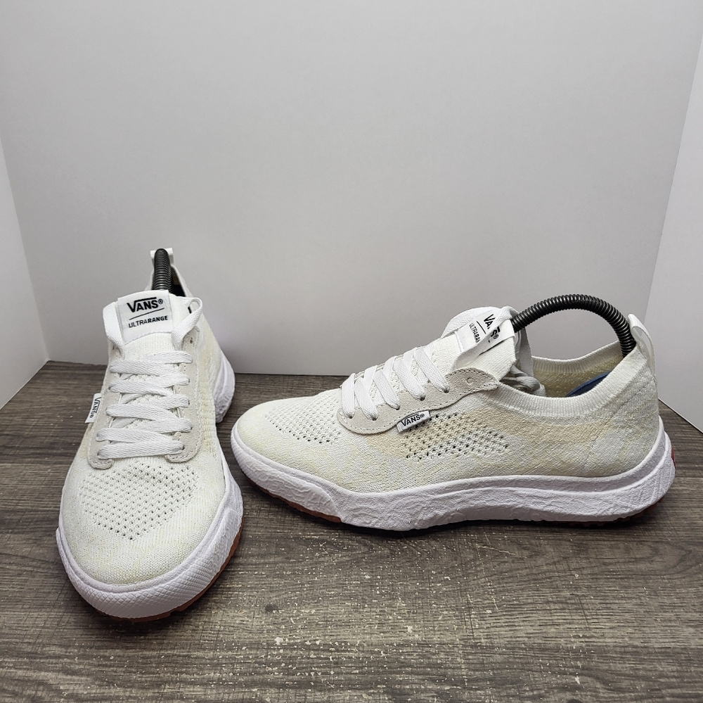 Vans White Knit Slip-On Athletic Sneakers